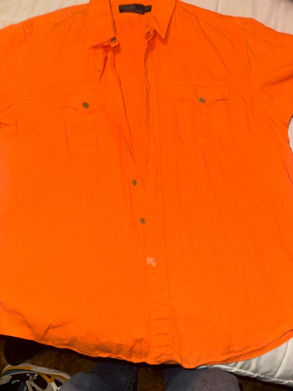 Polo by Ralph Lauren Men's Bright Orange Casual Button-Down Shirt